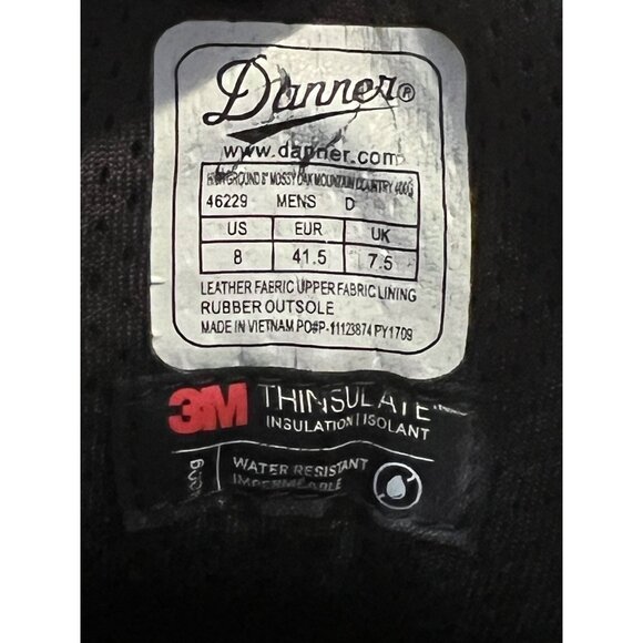 Danner Mossy Oak Break-Up Country Insulated 400G Goretex Shoes - Size 8 - Picture 8 of 8